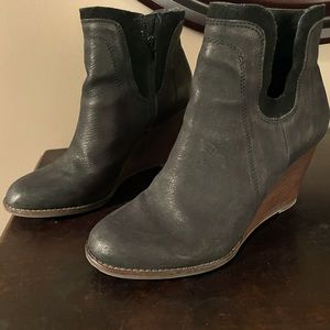 Lucky Brand black booties wedge 9
